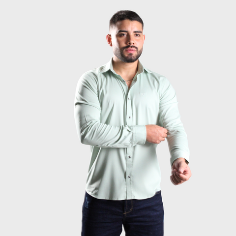 CAMISA MANGA LARGA VERDE SECO