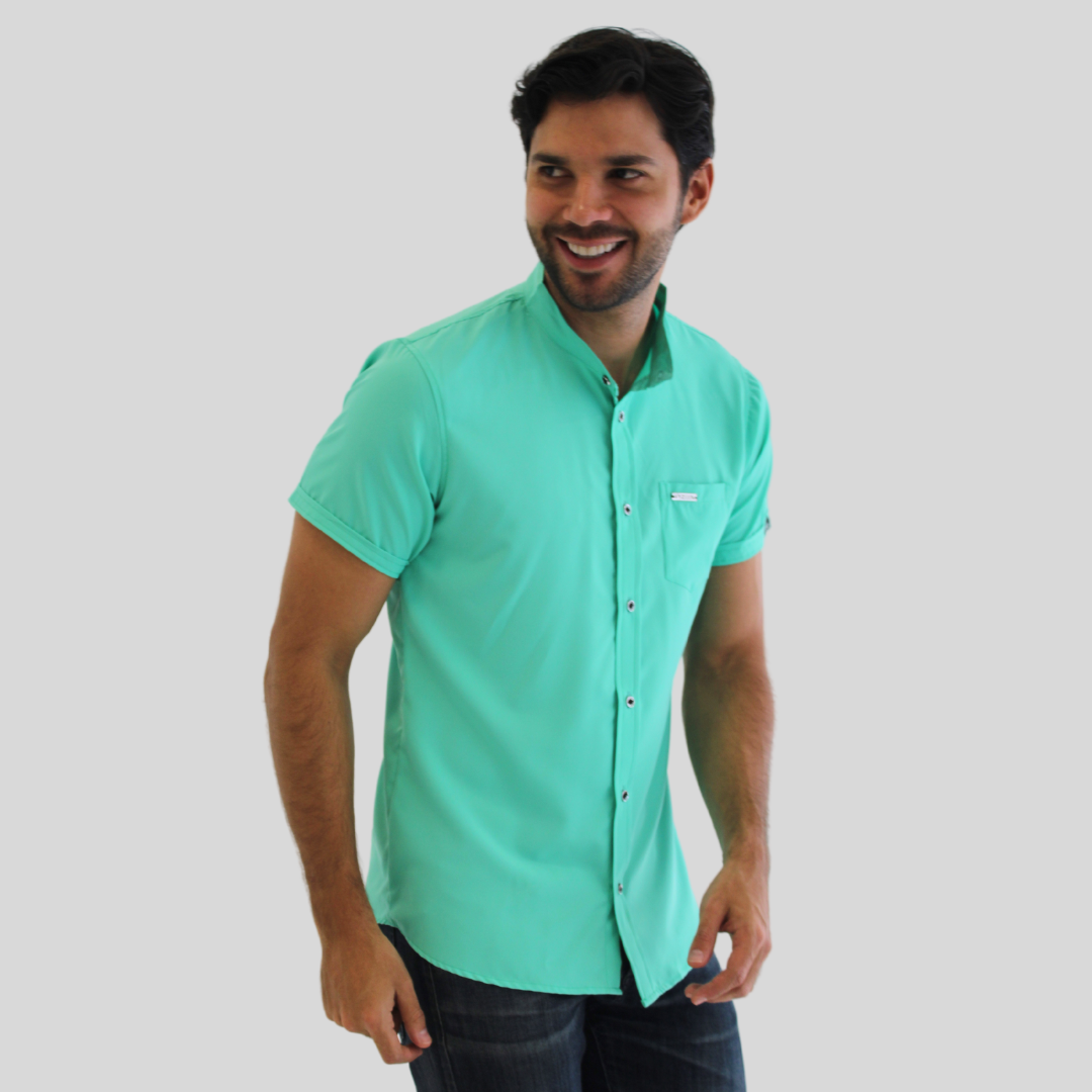 CAMISA SEDA FRIA VERDE MENTA