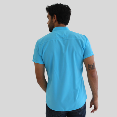 CAMISA SEDA FRIA AZUL AGUA MARINA