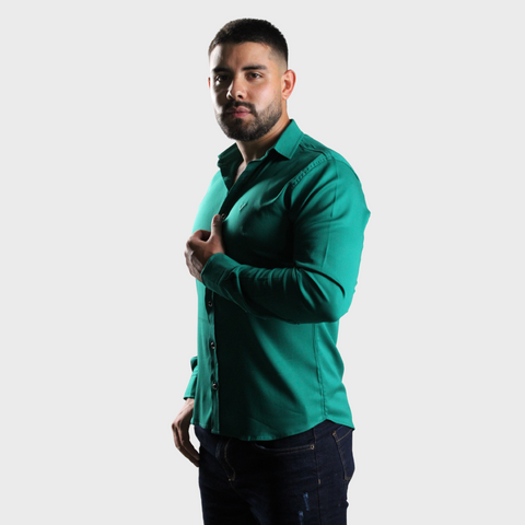 CAMISA MANGA LARGA VERDE ESMERALDA
