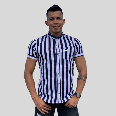 CAMISA MANGA CORTA RALLAS NEGRO