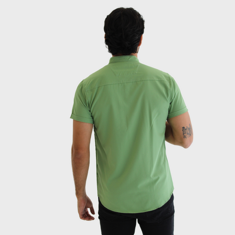 CAMISA SEDA FRIA HOJA SECA VERDE CLARO