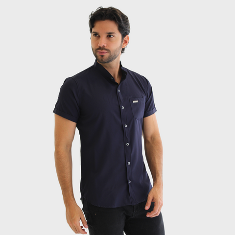 CAMISA SEDA FRIA AZUL OSCURO