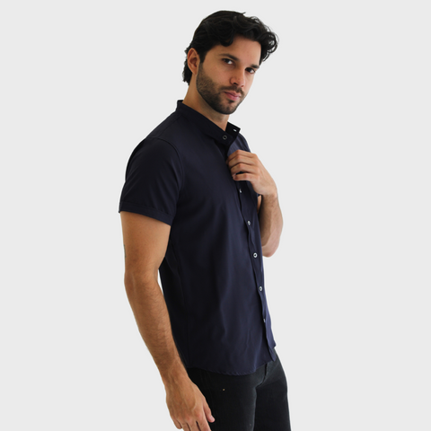 CAMISA SEDA FRIA AZUL OSCURO