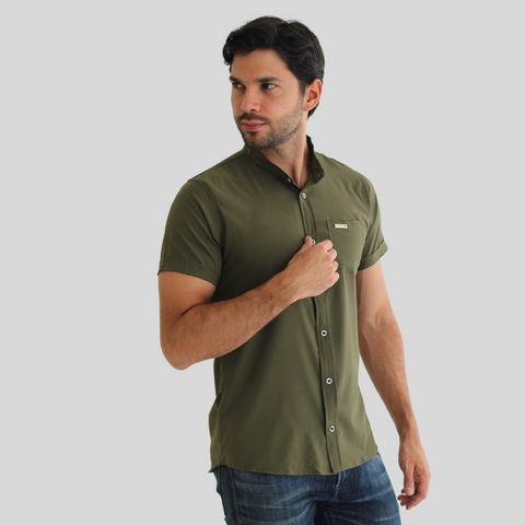 CAMISA SEDA FRIA VERDE MILITAR