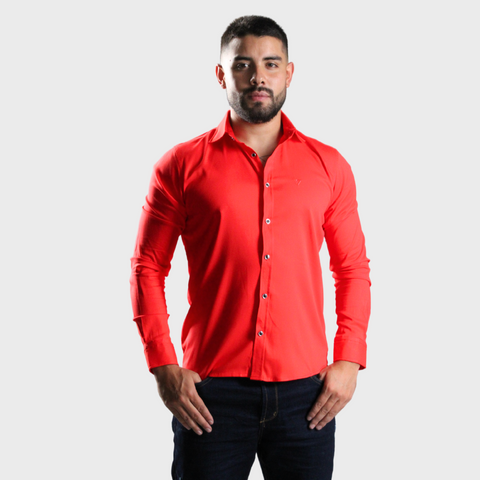 CAMISA MANGA LARGA NEGRO ROJO