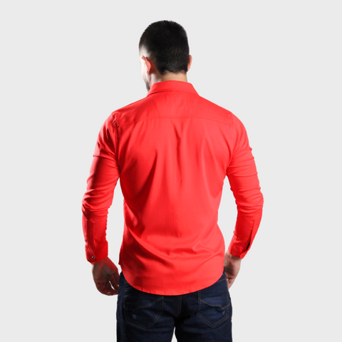 CAMISA MANGA LARGA NEGRO ROJO
