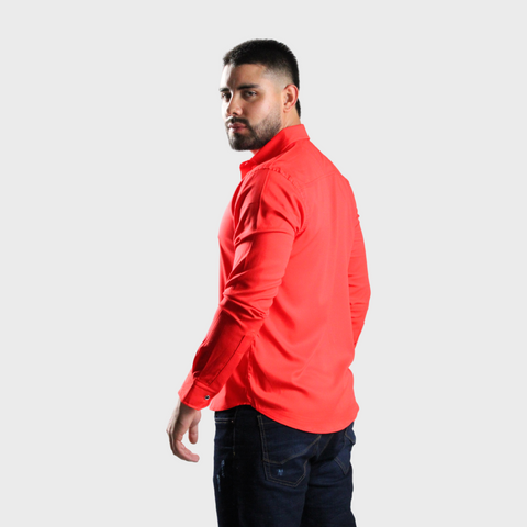 CAMISA MANGA LARGA NEGRO ROJO