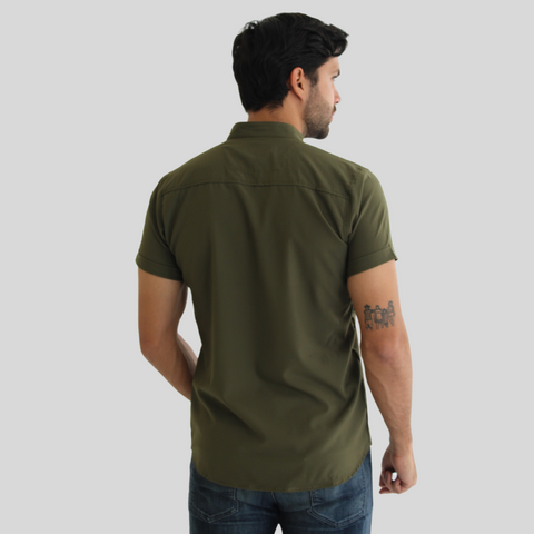 CAMISA SEDA FRIA VERDE MILITAR