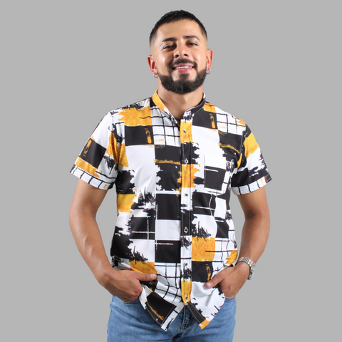 CAMISA SEDA FRIA CUADRO VIBRANTE