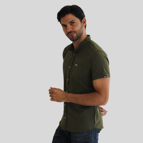 CAMISA SEDA FRIA VERDE MILITAR