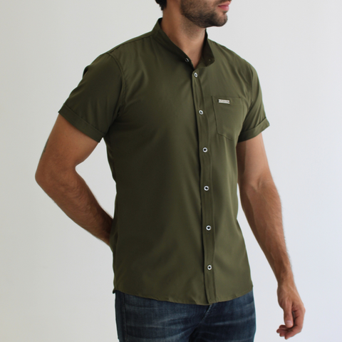 CAMISA SEDA FRIA VERDE MILITAR