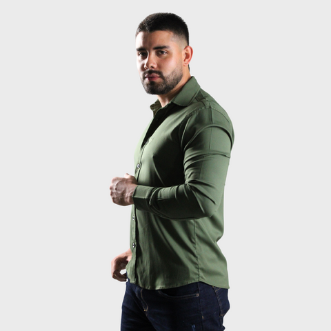 CAMISA MANGA LARGA VERDE MILITAR