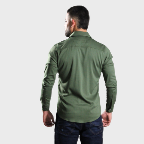 CAMISA MANGA LARGA VERDE MILITAR