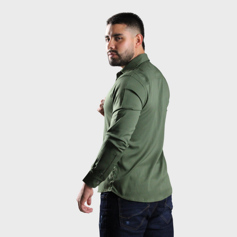 CAMISA MANGA LARGA VERDE MILITAR