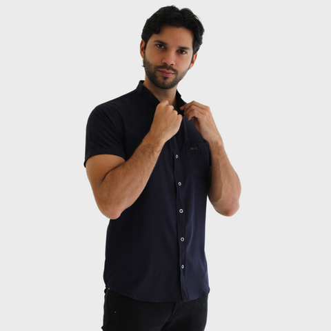 CAMISA SEDA FRIA AZUL OSCURO