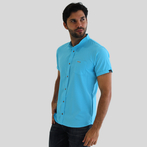 CAMISA SEDA FRIA AZUL AGUA MARINA